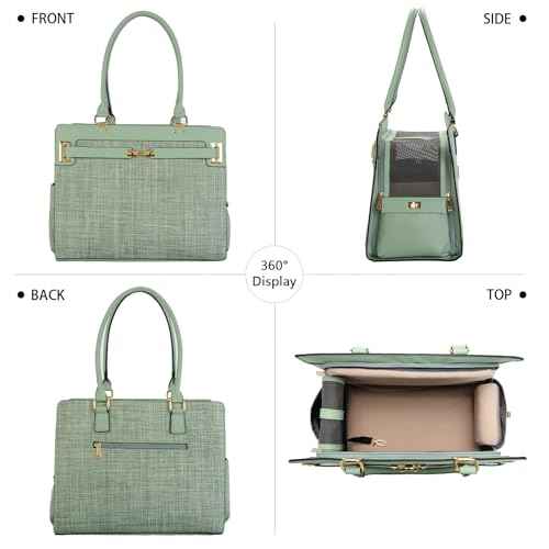 2-in-1 Stylish Dog Purse Carrier Soft-Sided Carriers Travel Tote Bag for Small Dogs Cats, Fashion Foldable Pet Bag for Puppies Small Animals with Pockets (Green, 15" L x 7.5" W x 12.2" H) (Green / 15" L x 7.5" W x 12.2" H)