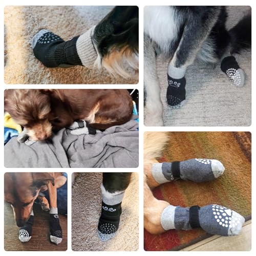Anti Slip Dog Socks to Prevent Licking Paws for Hot (Grey Pearl Paw(Pack of 4) / Medium)