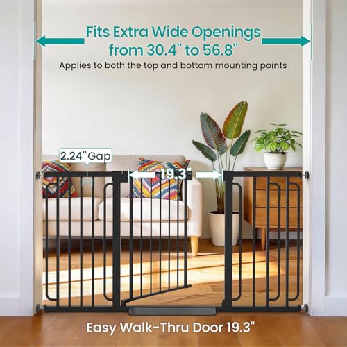 30.4 56.8" Extra Wide Baby Gate (Black / 30.4"-56.8" W x 30.5" H)