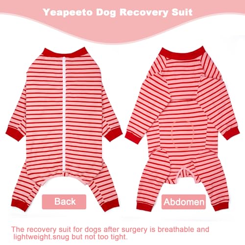 Dog Onesie Surgery Recovery Suit for Large Medium Bodysuit Dogs Pajamas PJS Full Body for Shedding (2XL / Red Pink)