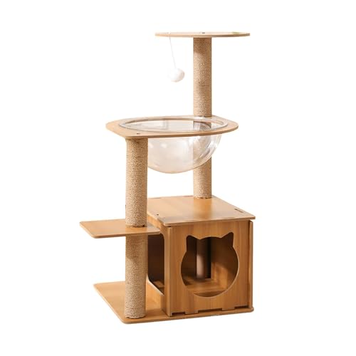 Cat Condo Wooden Cat Play Tower with Elevated Perches and Interactive Toys