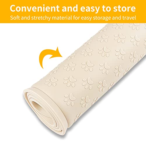 2 Pack Silicone Pet Placemat for Dog and Cat (24.5"L x 16.5"W - 2 Pack / Beige)