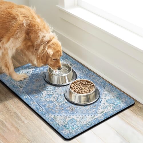 Dog Food Mats for Floors Absorbent (Light Blue / M(16"×24"))