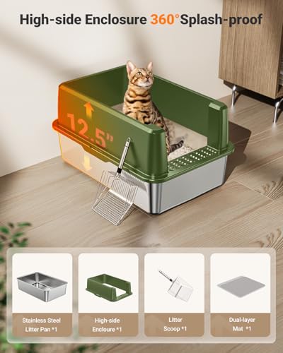 XL Stainless Steel Litter Box (S-green)