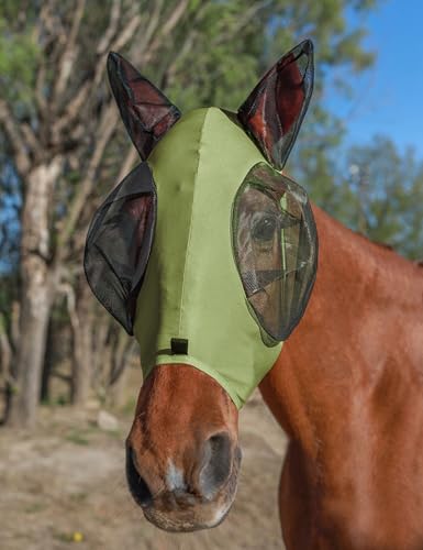 Horse Fly Mask with Ears (Olive Green / Medium)