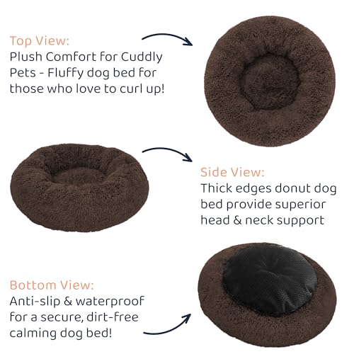 Calming Donut Dog Bed for Small Dogs (Coffee / X-Large (45"L x 45"W x 10"Th))