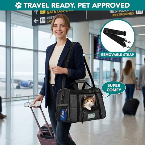 Airline Approved Pet Carrier Cats Small Dogs (Charcoal / 17.0"L x 10.2"W x 11.2"H)