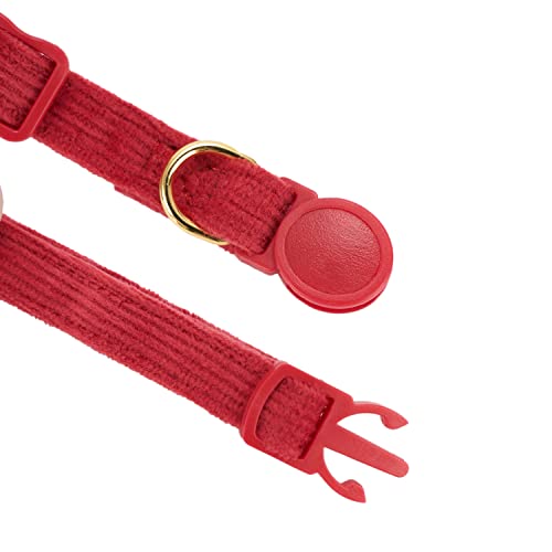 2 Pack Soft Corduroy Cat Collars with Bow Tie & Bell Adjustable Breakaway Kitten Bowtie Collar for Girl Boy Cats (S:Neck 7.0" - 11.0" / Corduroy-Red Green)