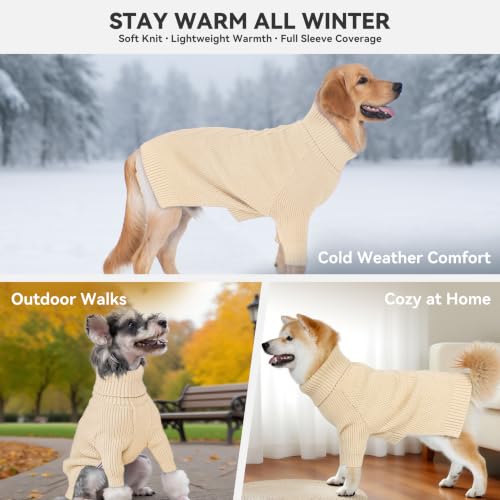 Dog Sweater Long Sleeve Warm Sweaters for Small Dogs Boy Girl Cats (Beige / Small)