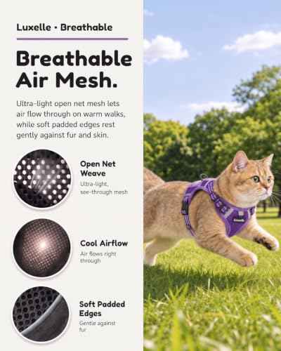 Escape Proof Cat Harness and Leash Set (Purple / XS)