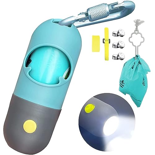 Dog Poop Bag Dispenser with Built (Crystal Blue / 1 Count (Pack of 1))