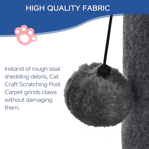 41" Tall Short Plush Cat Scratching Post for Indoor Cats (Gray / Classic Carpet)