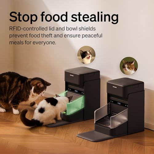 RFID Cat Feeders for 2 Cats (Black / 3L*2 Packs)