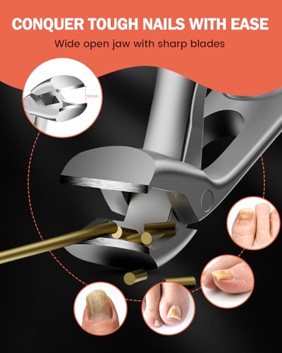 Toenail Clippers for Thick Toenails (Silver / Extra Large)