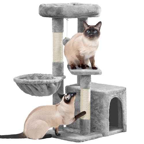 Cat Tree Multi Level Climbing Tower for Indoor Cats (Light gray)