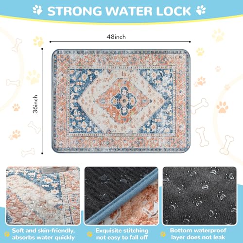 Reusable Washable Puppy Pads (Beige Blue / 3FT x 4FT (Pack of 2))