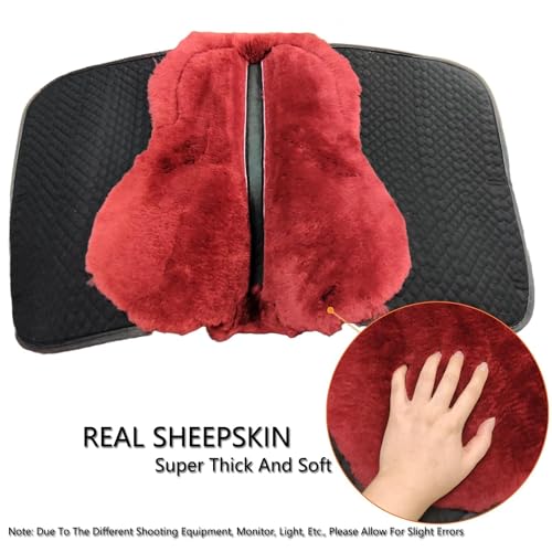 Dressage Saddle Pad English Sheepskin Trim for Horses Black Red (Black/Red)