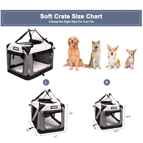 3 Door Soft Dog Crates Kennel (7-Light Grey)