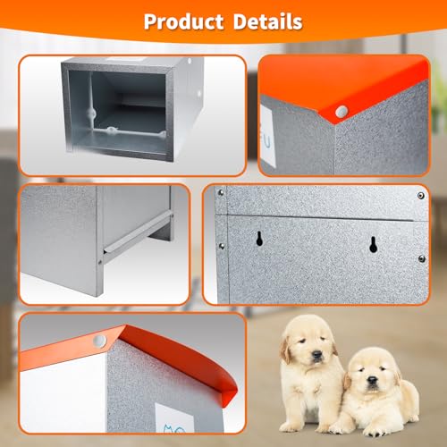 Dog Feeder Galvanized Pet Food Automatic Gravity Fed Dispenser 25lbs (Red(Feeder))
