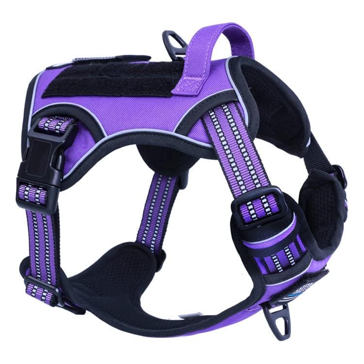 Tactical Dog Harness for Medium Dogs No Pull (Purple / M(Neck:16-20", Chest:17-27"))