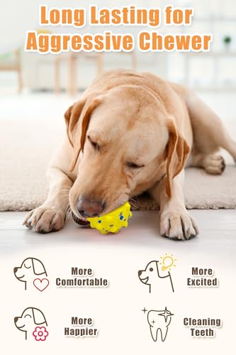 3.7'' Dog Balls for Dogs Aggressive Chewers Indestructible Tennis Durable Bouncy Interactive Dog Toy for Fetch Game Floating Balls (Blue-Large)