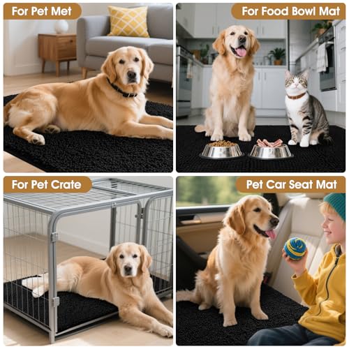 Dog Door Mat for Muddy Paws (Black / 36" x 24")