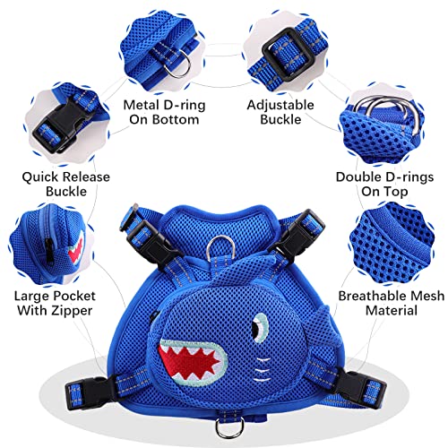 Dog Backpack Harness (Blue Shark / 5.3"L x 4.3"W x 2.2"H)