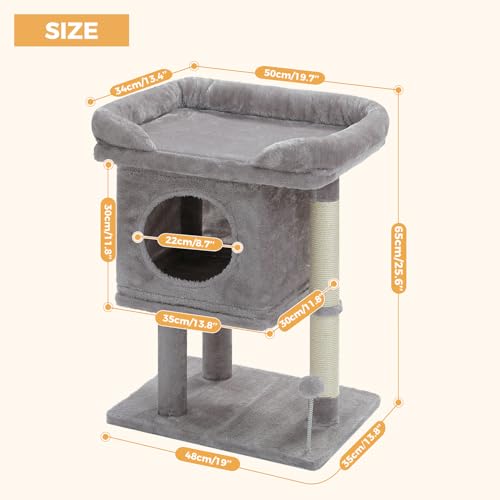 26" Cat Tree for Indoor Cats (Small-26 inches / Gray)