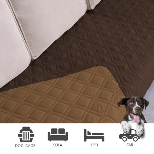 Waterproof Dog Bed Cover Pet Blanket for Furniture Bed Couch Sofa Reversible (68x82 Inch (Pack of 1) / Chocolate+camel)