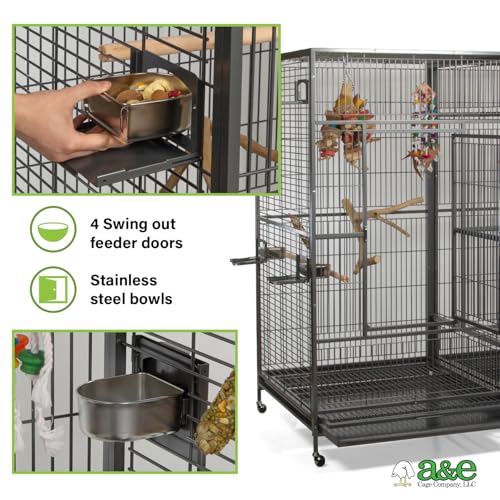 A&E Cage Co 8040FL Double Macaw Cage with Divider (Black)