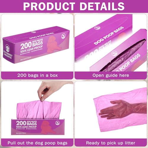 20 Rolls 4000 Ct Dog Poop Bags Leak Proof (1 Count (Pack of 20) / Purple)