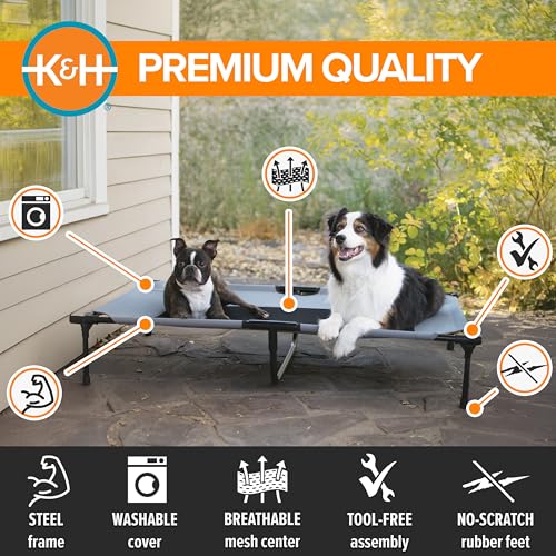 K&H Outdoor Elevated Dog Bed (Gray/Black Mesh / X-Large 50"L x 32"W)