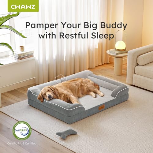 XXL Dog Bed for Extra Large Dogs (Light Grey / X-Large(53"L x 42"W x 9.5"Th))