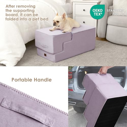 Dog Stairs for High Bed 22.5" H (Lilac / Standard 15.7" x 30" x 22.5")