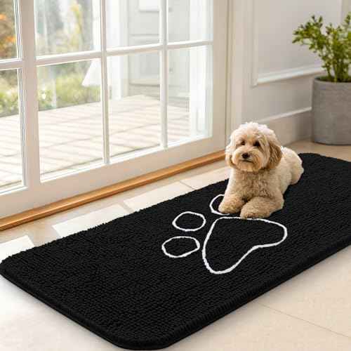 Dog Door Mat for Muddy Paws 47x20 (Black / 47" X 20")