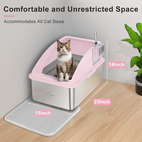 Stainless Steel Litter Box (Cute Pink / XX-Large)