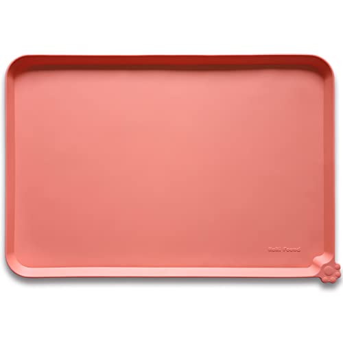 Large Silicone Pet Feeding Mats Tray (24"L x 16"W / Burnt Coral)