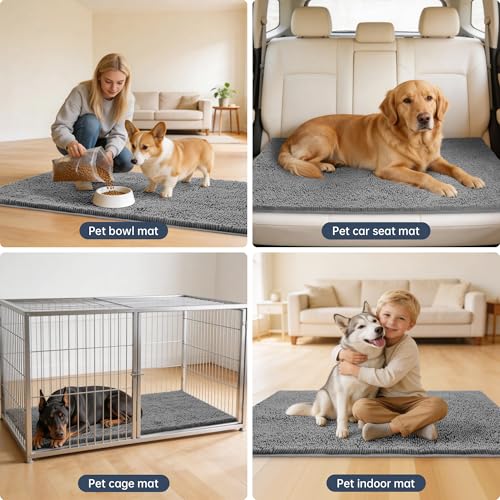 Dog Door Mat for Muddy Paws (48"x36" / Light Grey)