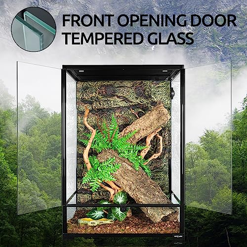 REPTIZOO 90 Gallon Reptile Terrarium 24" x 24" x 36" Large Glass Reptile Tank (24" x 24" x 36")