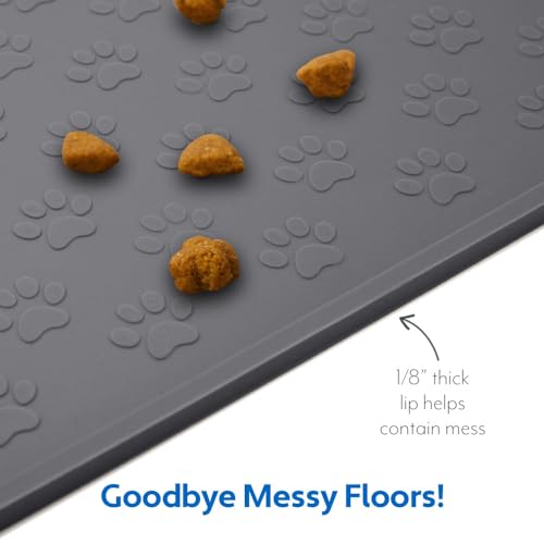 100% Waterproof Dog Food Mat (Gray / 22"L x 14"W)