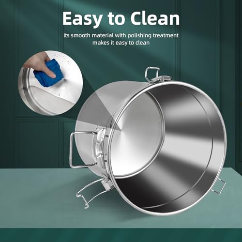 5.5Gal 304 Stainless Steel Airtight Container with Lid and Locking Clamp (21L)