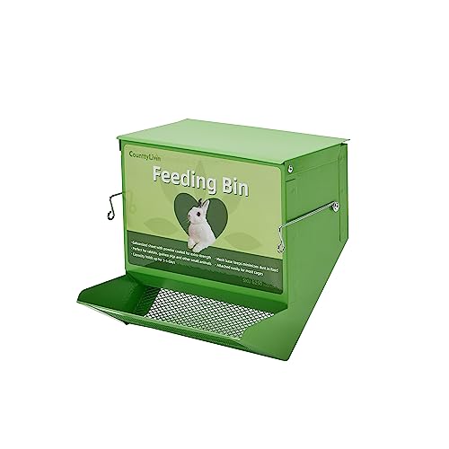 Metal Small Animal Feeder with Lid (7.4 inch / Green)