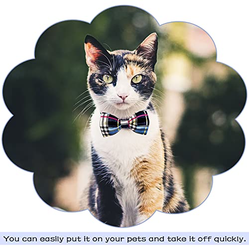 5 Pack Dog Bowties Plaid for Small Dogs Slide on Collar (S/M)