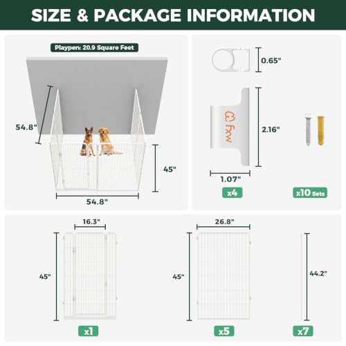 Homeplus Indoor Dog Playpen with Fence (White / 45"H)