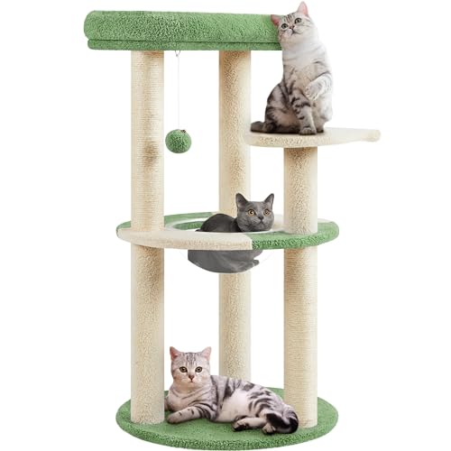 Cat Tree 35.5in Cat Tower for Indoor Cats (Army Green/Beige)