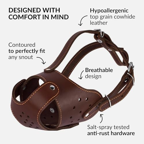 Leather Basket Muzzle for Pitbull & Amstaff (Brown Basket)