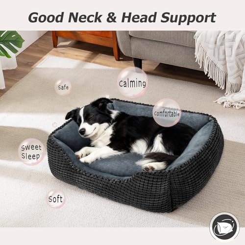 Rectangle Washable Orthopedic Dog Bed for Small (Black / S(20’’x 19’’x 6’’))