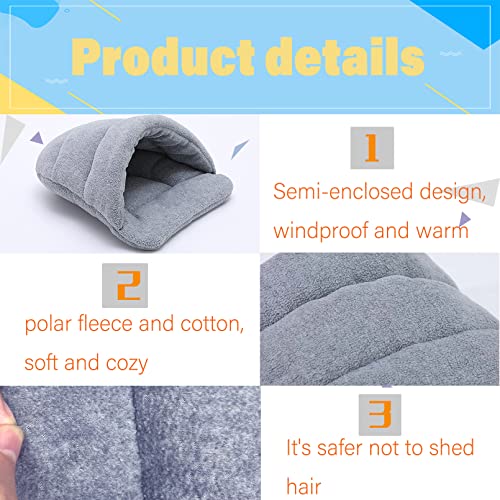 Rabbit Cave Sleeping Bed Guinea Pig Hideout Cozy House Pet Soft Warm Fleece Winter Slipper Cushion Small Animal Nest Cage for Ferrets Squirrel Hamster Chinchilla Rat Hedgehog Bunny (Light Gray)