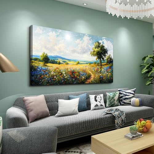 Nature Field Scenery Abstract Painting Large Wall Art For Living Room Bedroom Wall Decor Pictures Artworks Modern Wall Decorations For Office Canvas Prints Home Art Decor 24"X 48" (48"L x 24"W / Field Scenery Wall Painting)
