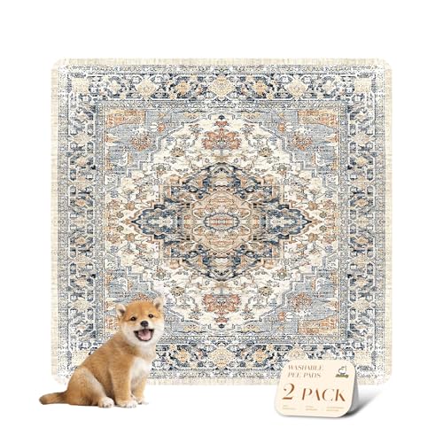 Washable Pee Pads for Cats &Dogs (36x36 Inch (Pack of 2) / Beige/Multi)